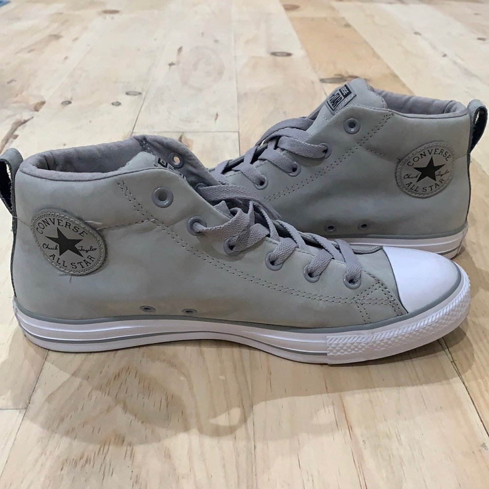Converse Chuck Taylor suade high top in gray - like new, worn once.